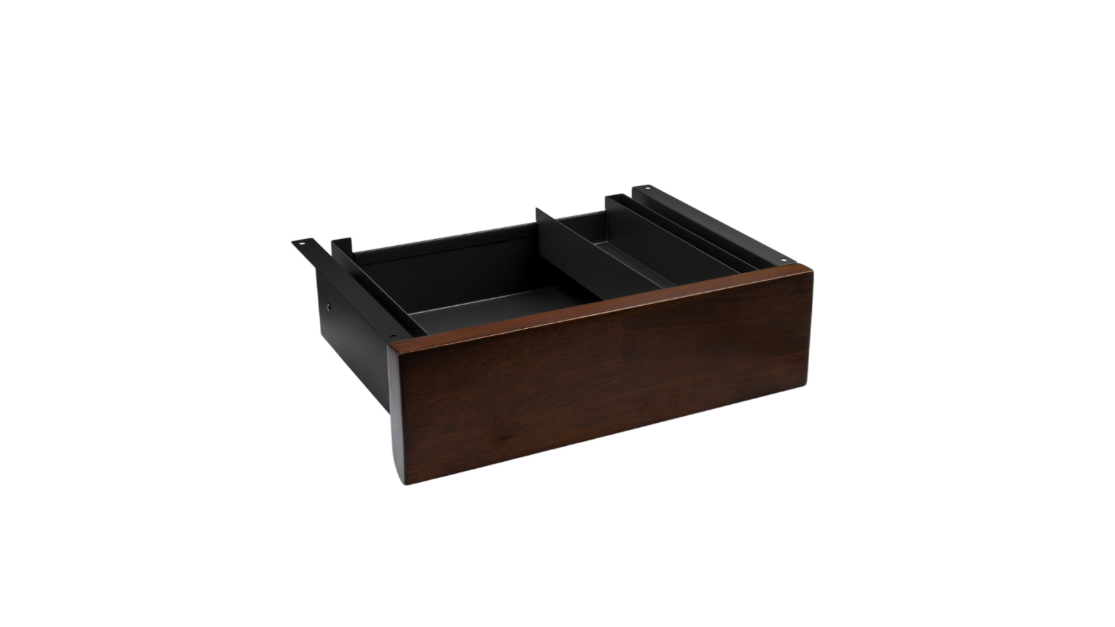 Desky Dark Walnut Rubberwood Minimal Under Desk Drawer - Black