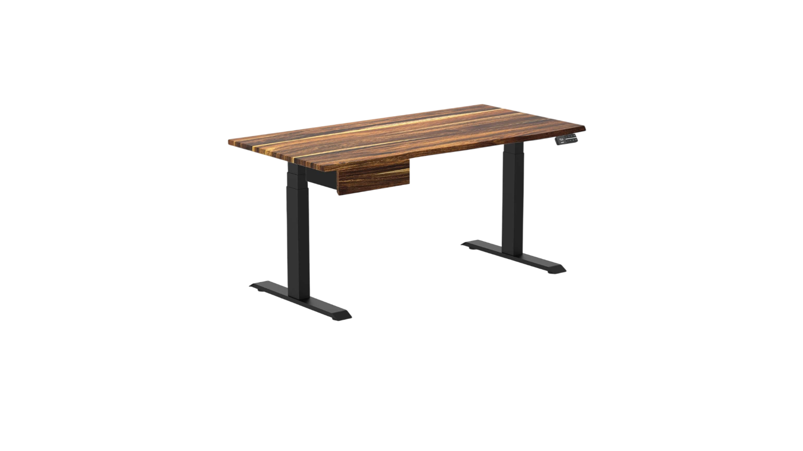 Desky 150 x 75cm Pheasantwood Dual Hardwood Standing Desk with Drawer - Matte Black 