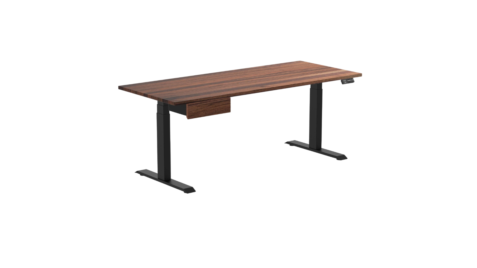 Desky 180 x 75cm Walnut Dual Hardwood Standing Desk with Drawer - Matte ...