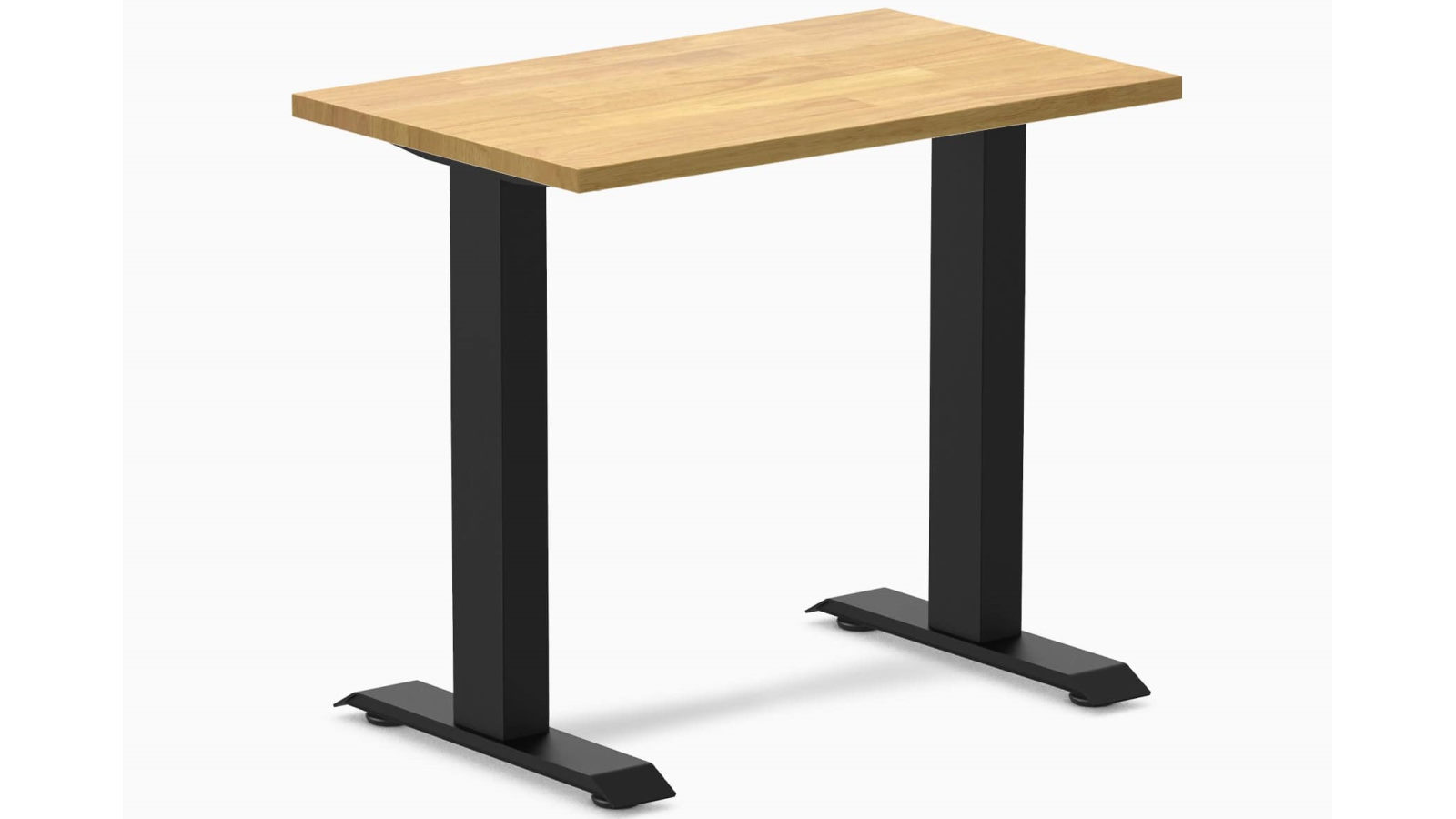 Desky Light Oak/Matte Black Zero Mini Rubberwood Office Desk - 80 x 50cm