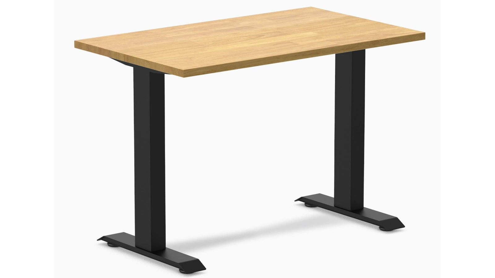 Desky Light Oak/Matte Black Zero Mini Rubberwood Office Desk - 100 x 60cm