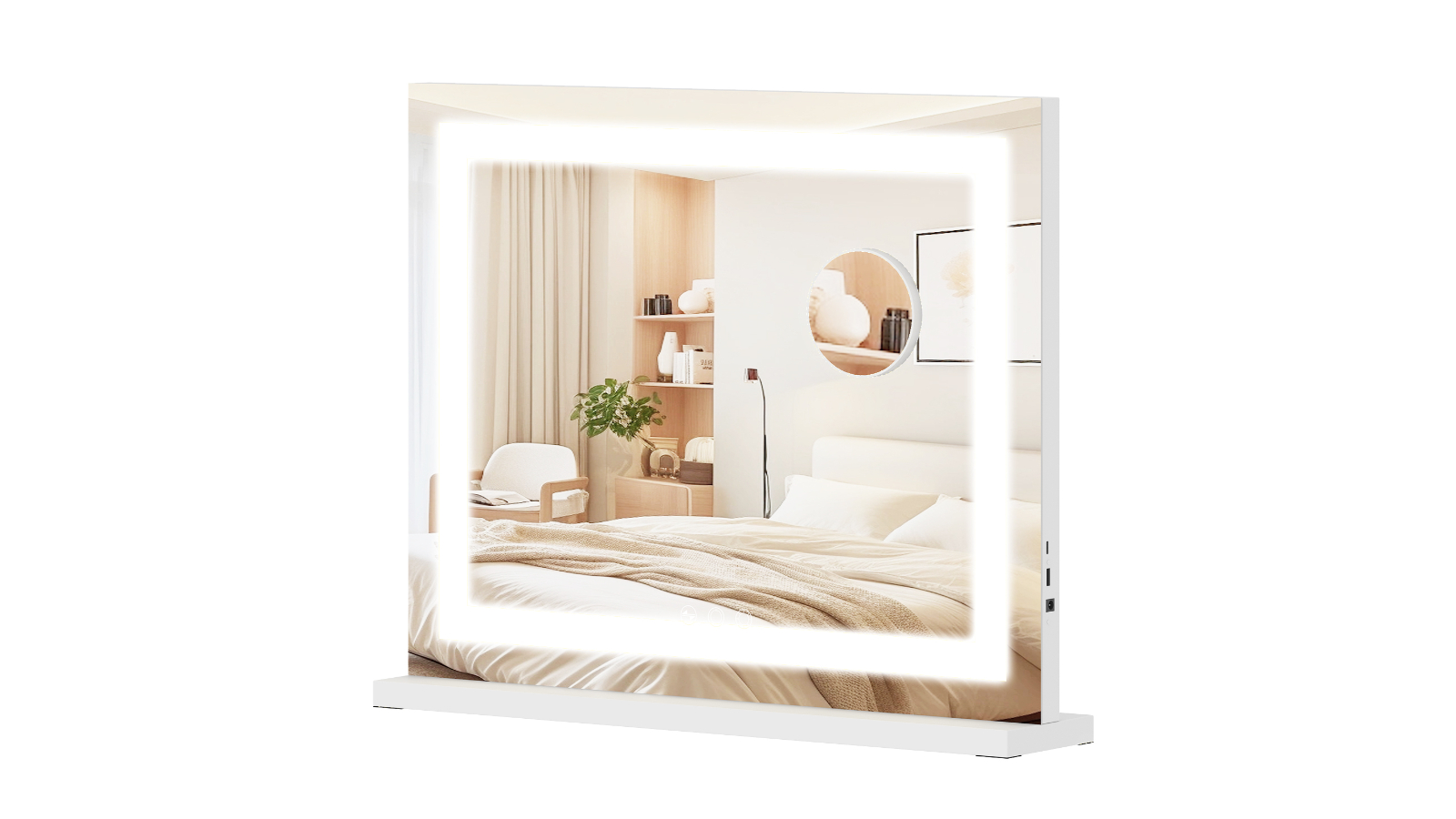 Advwin 58 x 46cm LED Makeup Mirror with Charging Station - White