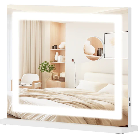 Advwin 58 x 46cm LED Makeup Mirror with Charging Station - White