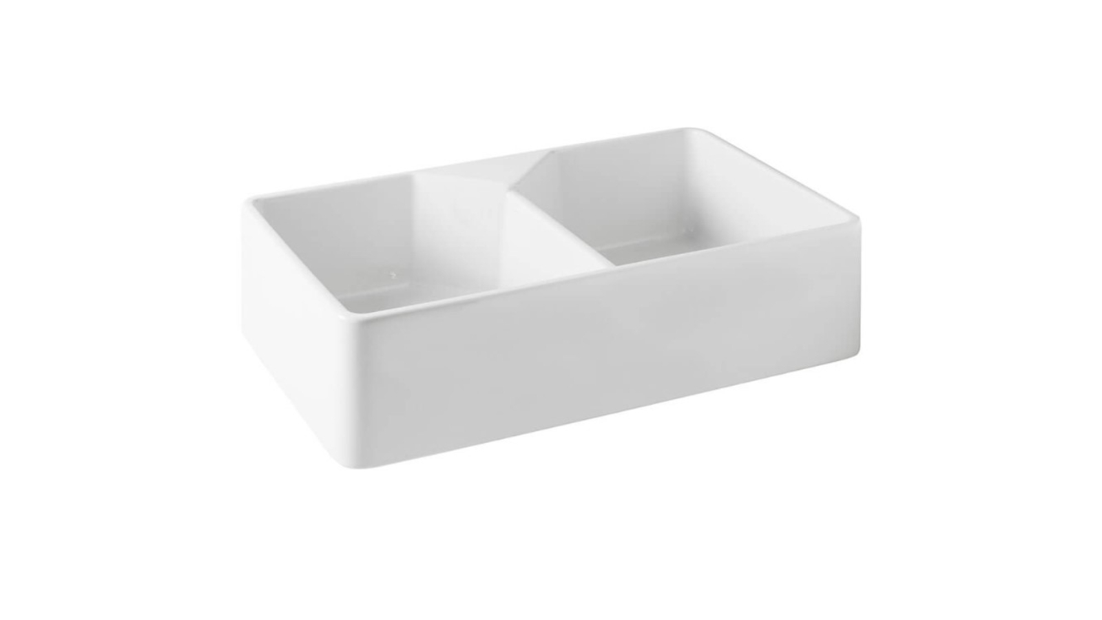 Turner Hastings Chester 1 Tap Hole Double Flat Front Fine Fireclay Farmhouse Butler Sink - White
