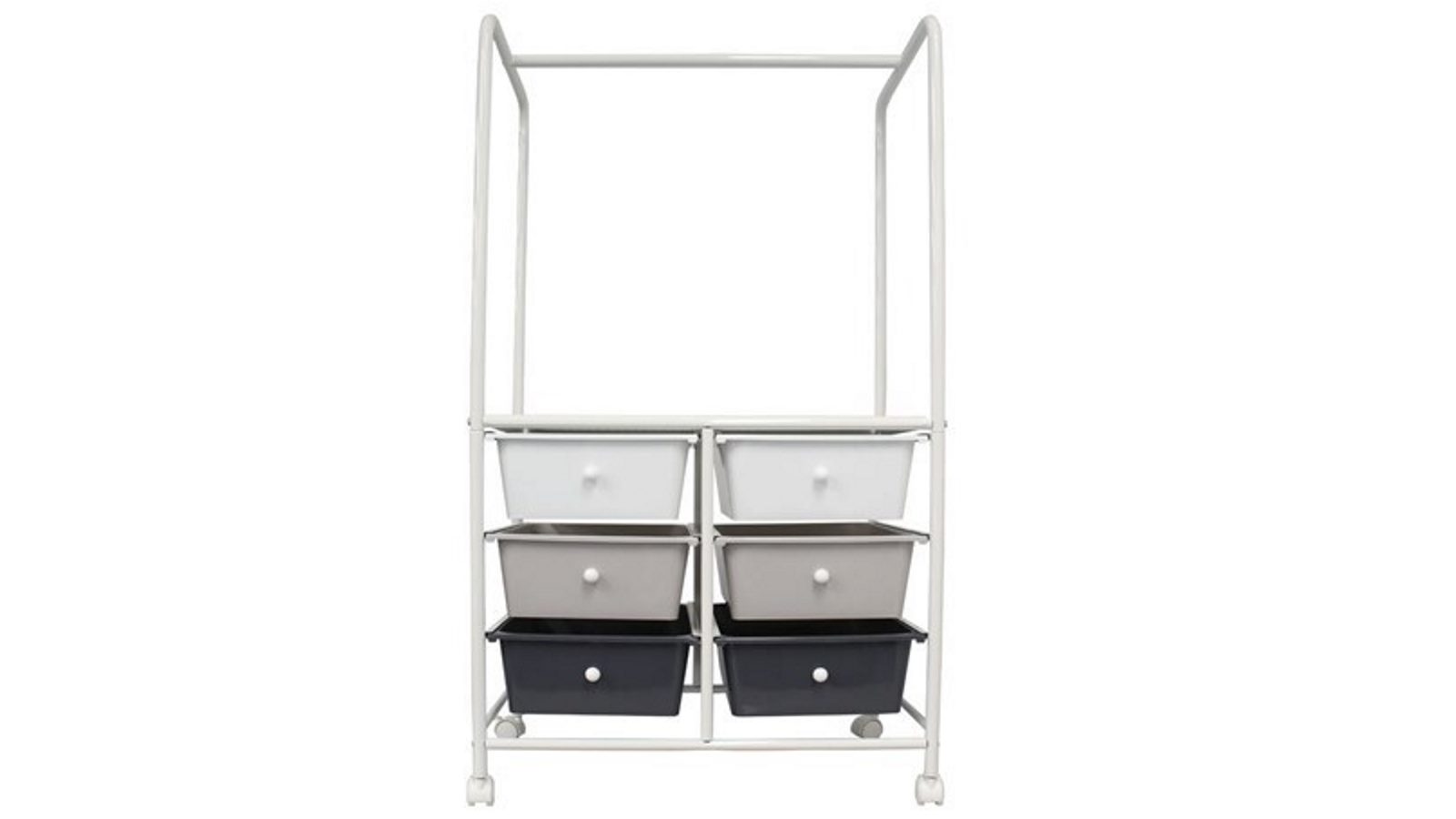 YES4HOMES Plastic Storage 6 Drawer with Metal Trolley With Garment Clothes Rack