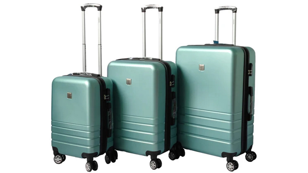 Set of 3 Expandable ABS Luggage Suitcase with Code Lock - Green ...