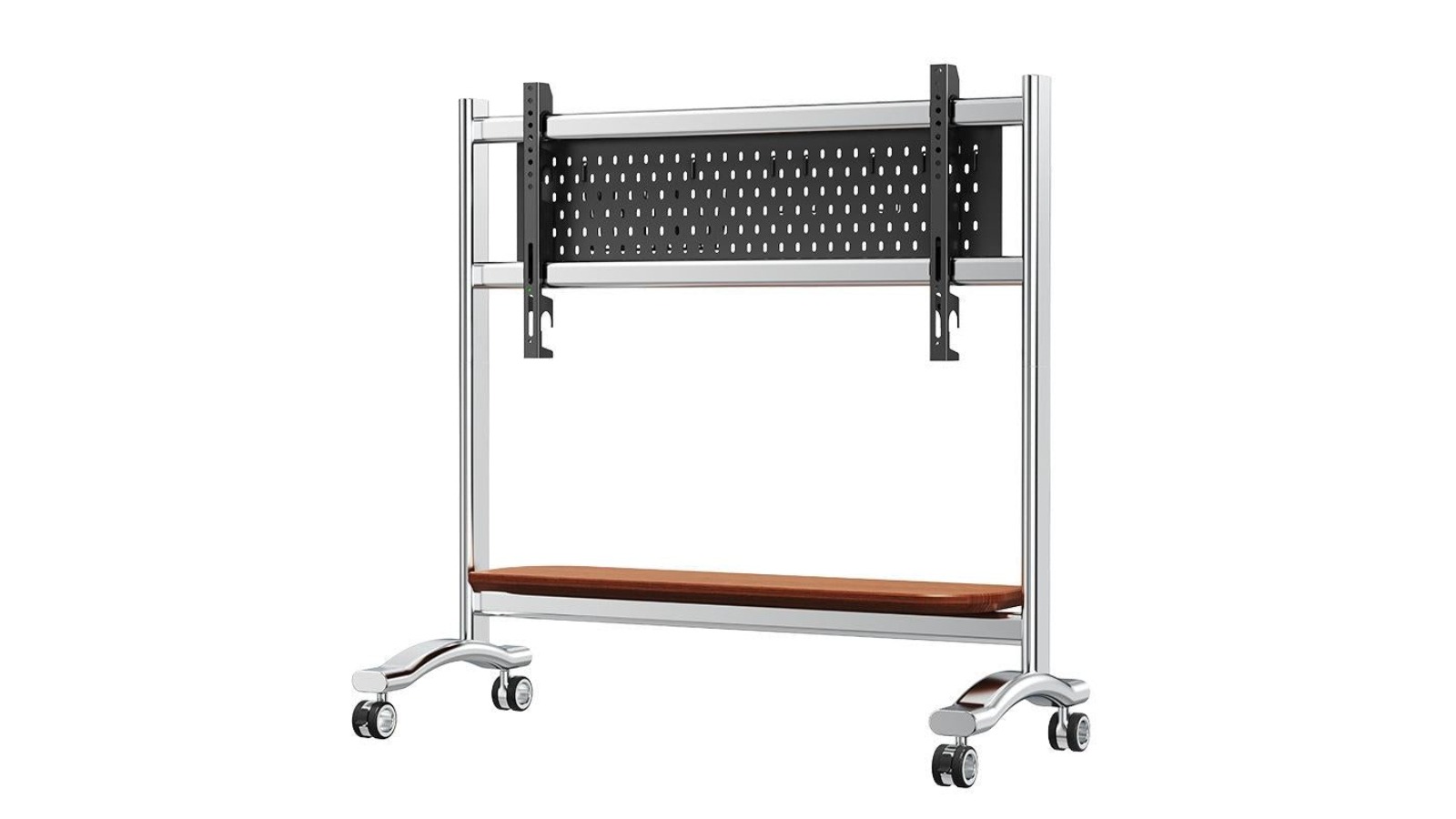 Screenmounts 50-100inch Stainless Steel Forge Art Mobile TV with Timber Shelf