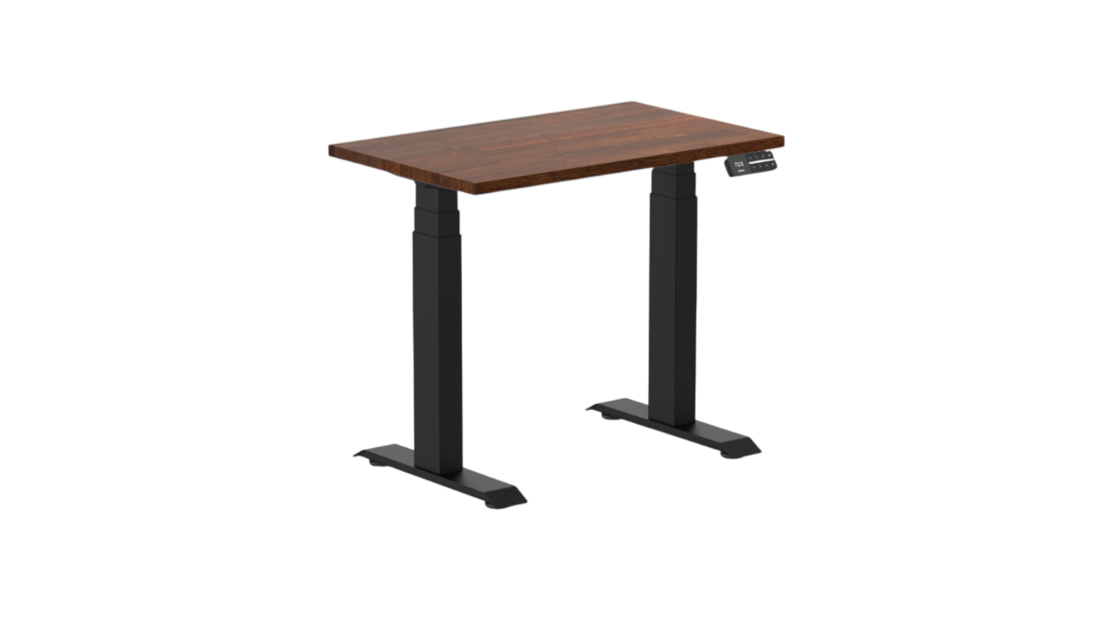 Desky 80 x 50cm Red Walnut Dual Mini Rubberwood Sit Stand Desk - Matte Black