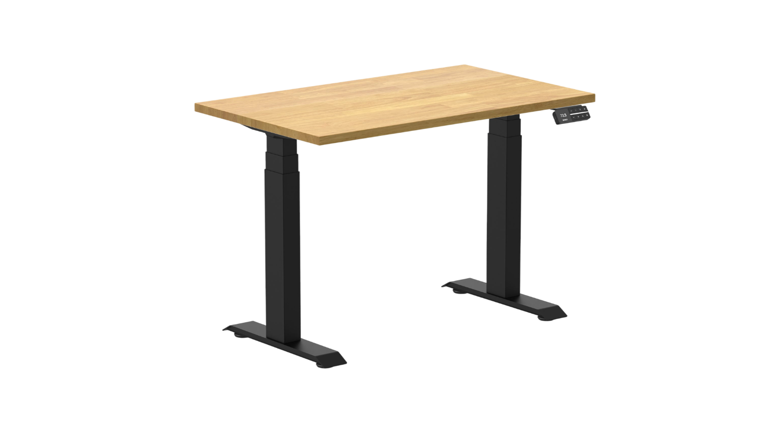 Desky 100 x 60cm Light Oak Dual Mini Rubberwood Sit Stand Desk - Matte Black 