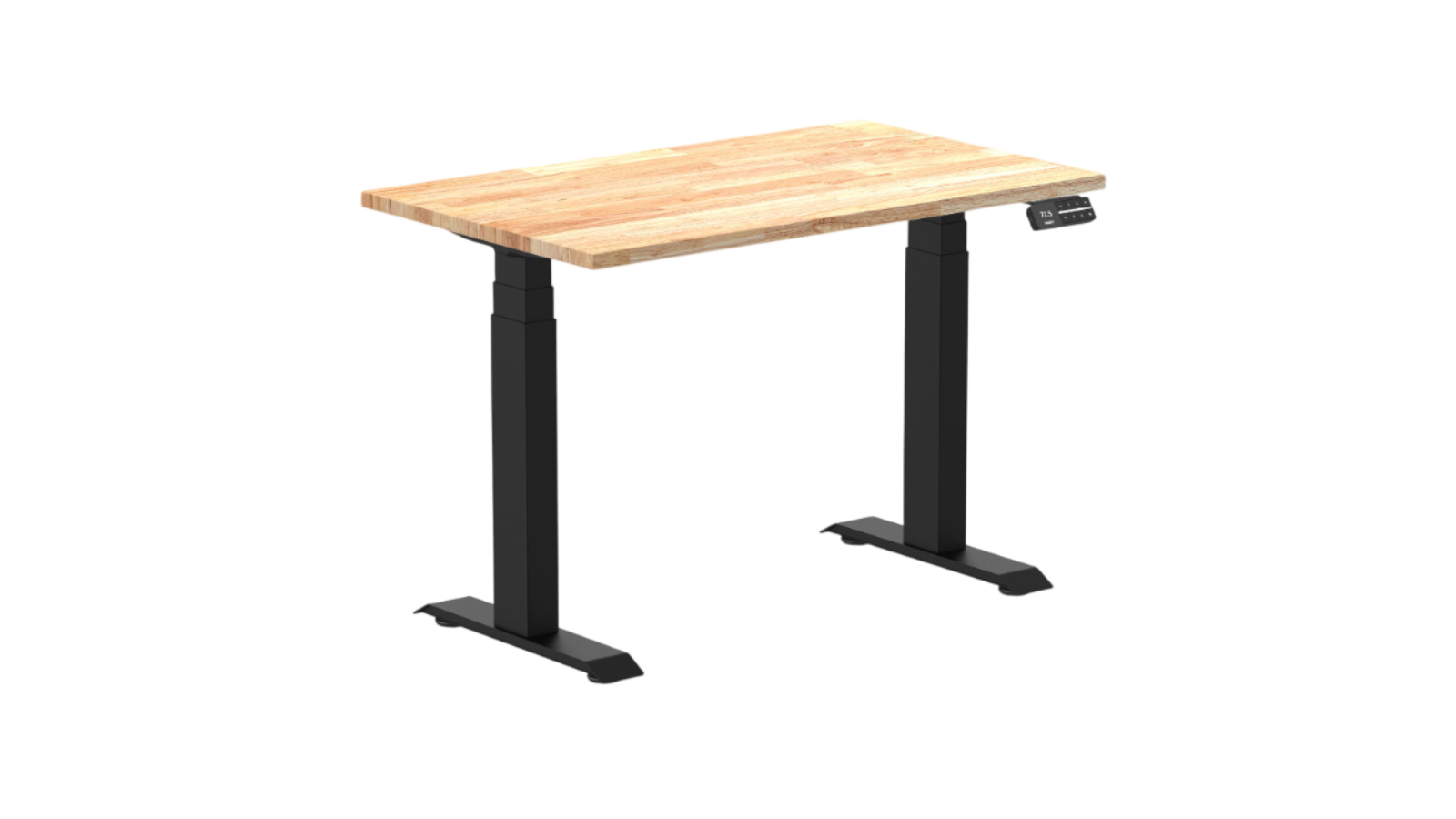 Desky 100 x 60cm Natural Dual Mini Rubberwood  Sit Stand Desk - Matte Black