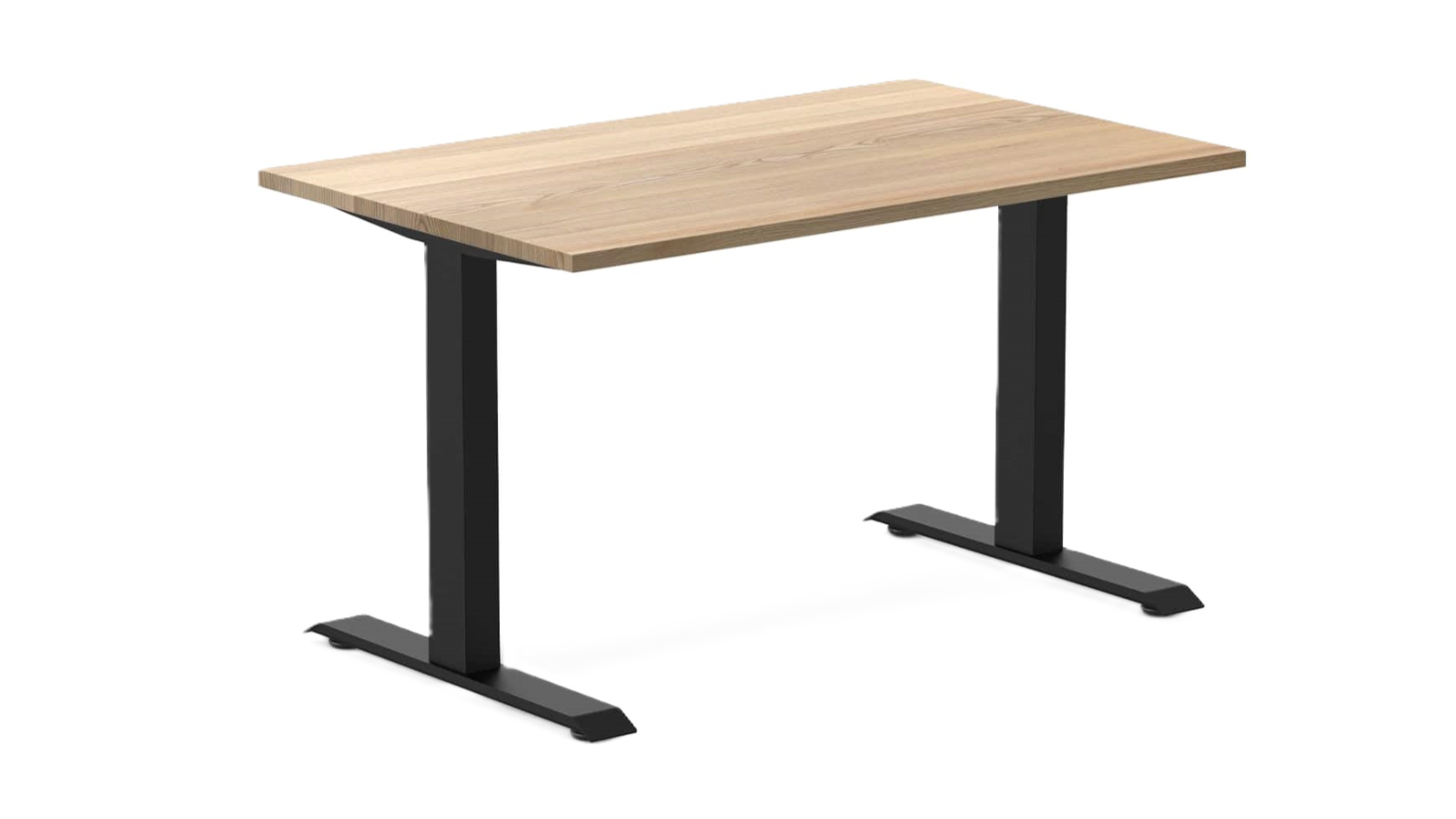 Desky 120 x 75cm Zero White Ash Hardwood Office Desk - Matte Black