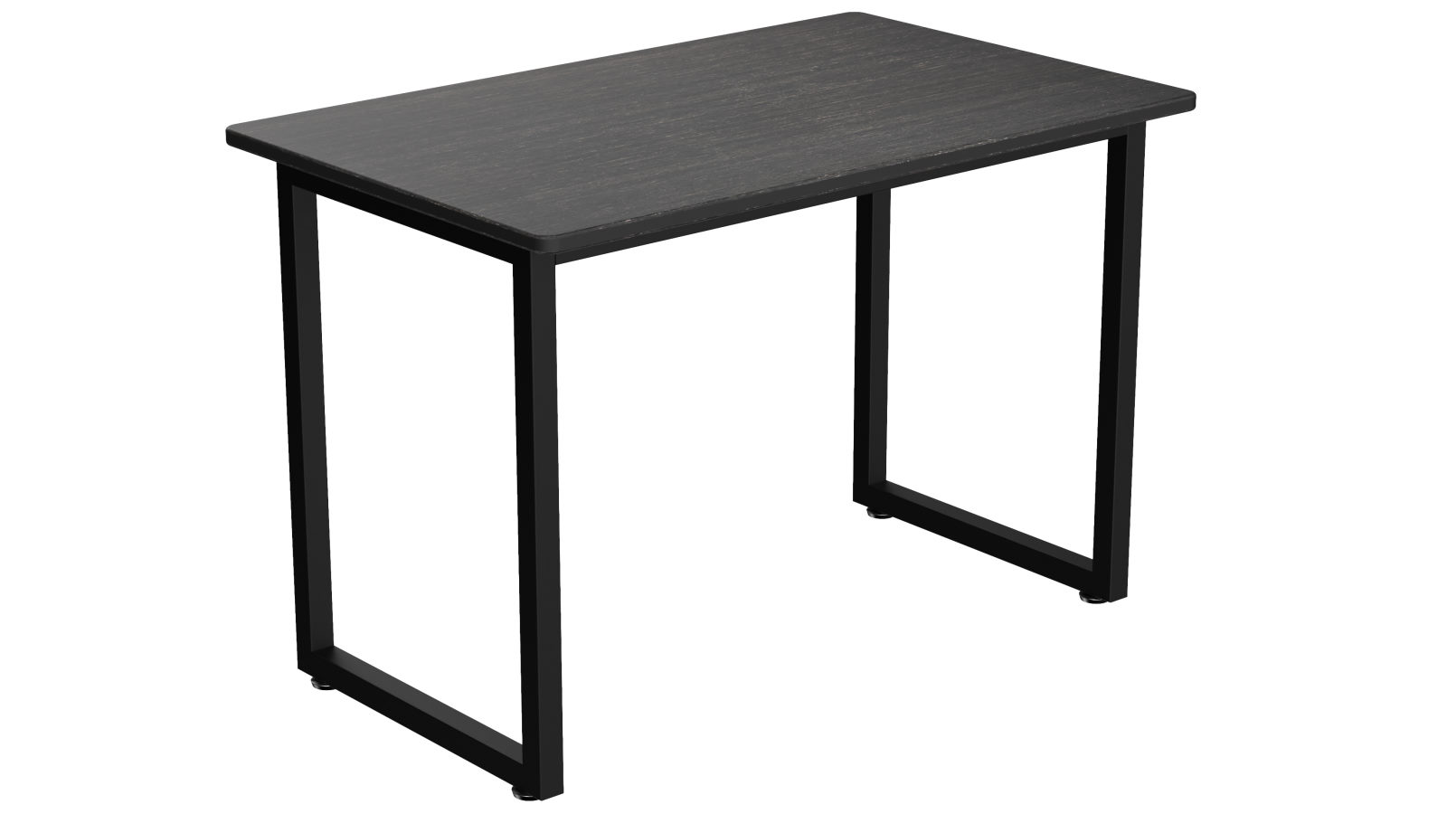 Desky Fixed Office Side Table - Dark Bamboo/Matte Black