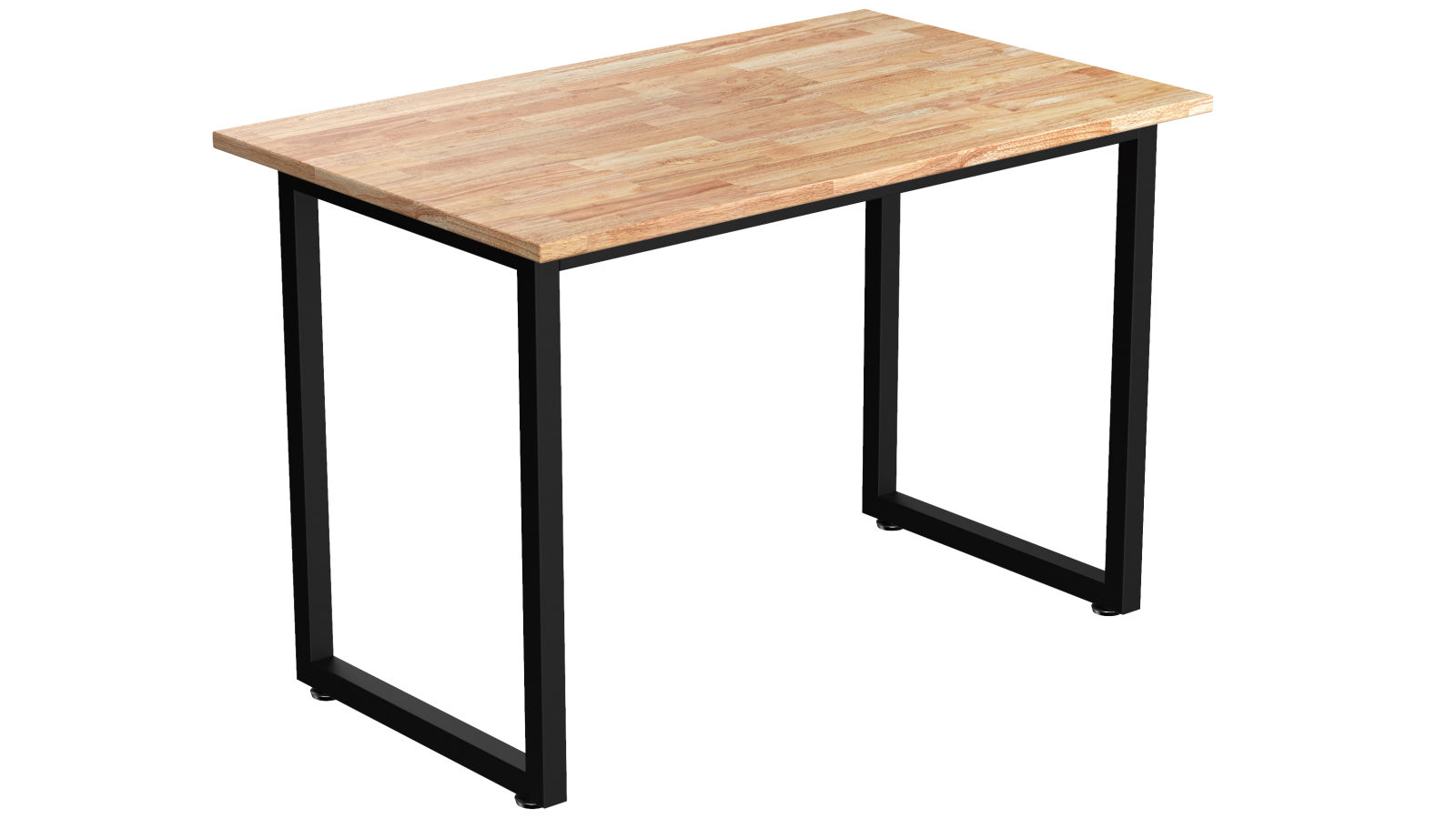 Desky Fixed Office Side Table - Natural Rubberwood/Matte Black