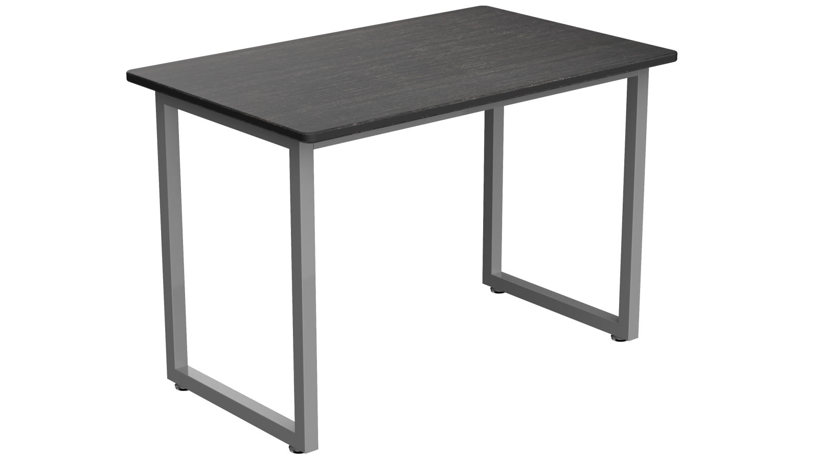 Desky Fixed Office Side Table - Dark Bamboo/Grey