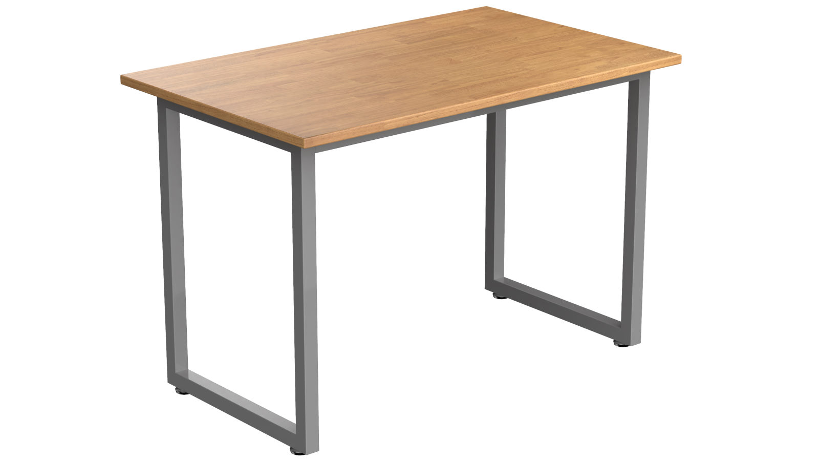 Desky Fixed Office Side Table - Light Oak Rubberwood/Grey