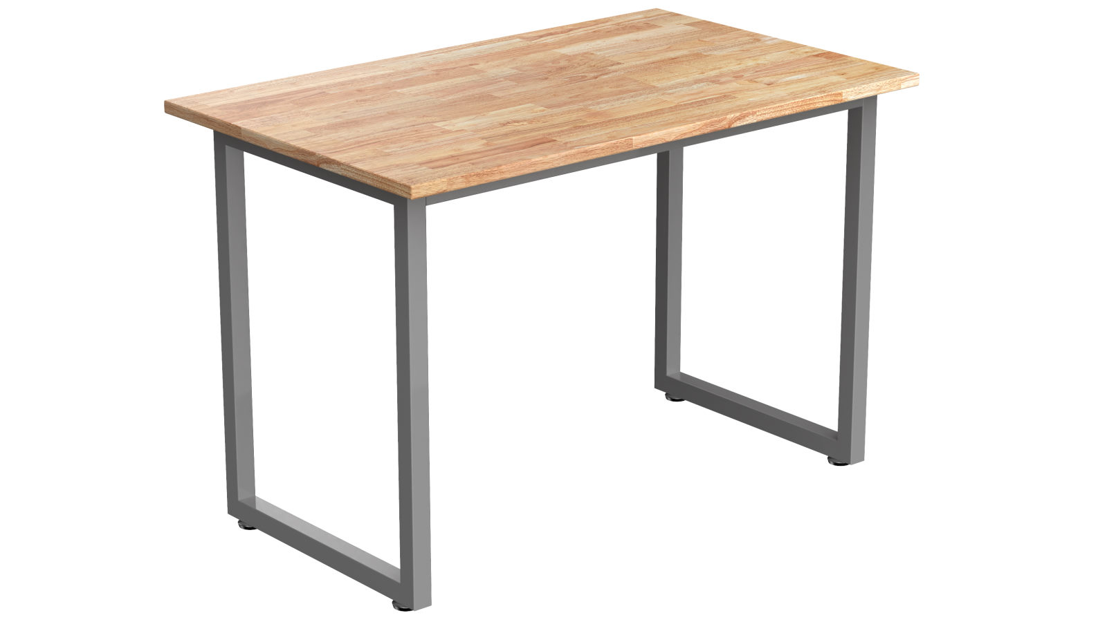 Desky Fixed Office Side Table - Natural Rubberwood/Grey