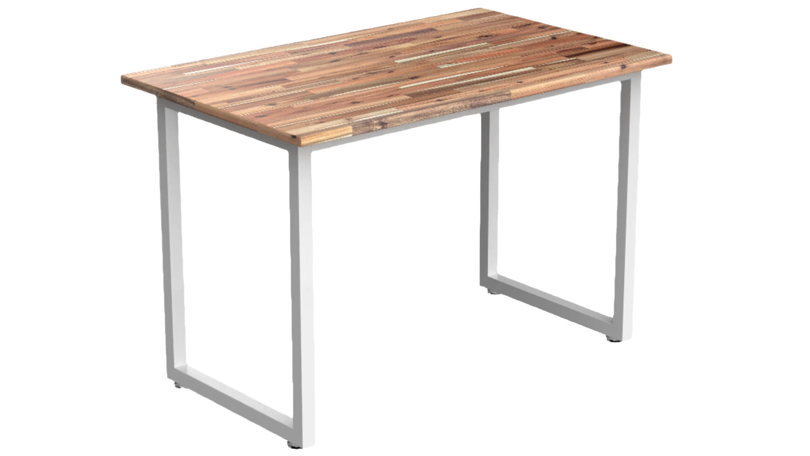 Desky Fixed Office Side Table - Acacia/White