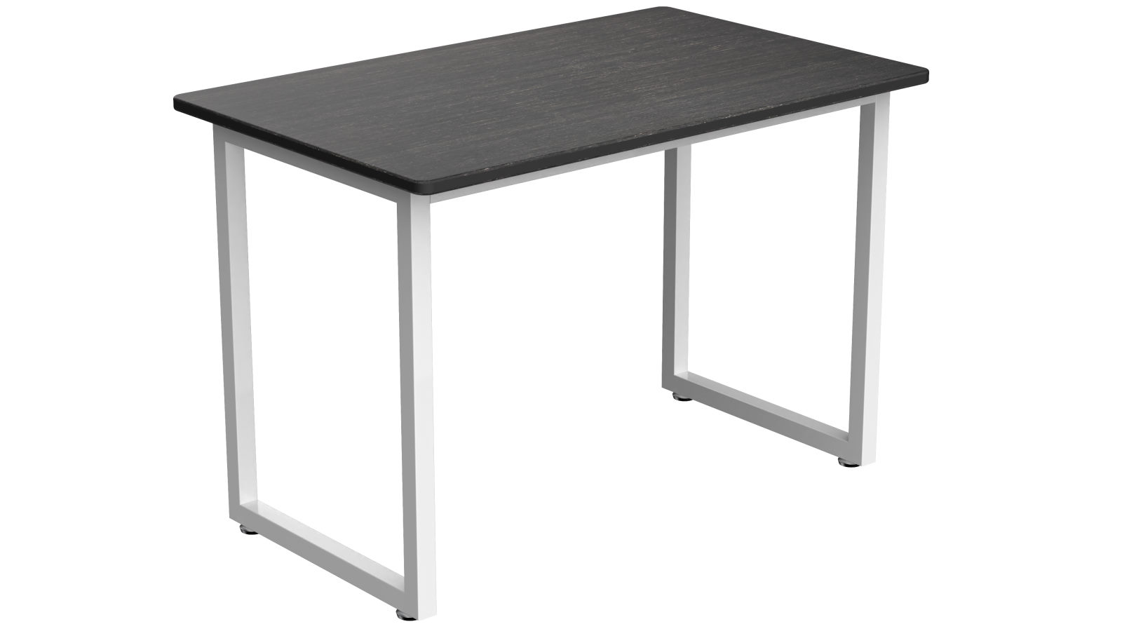Desky Fixed Office Side Table - Dark Bamboo/White