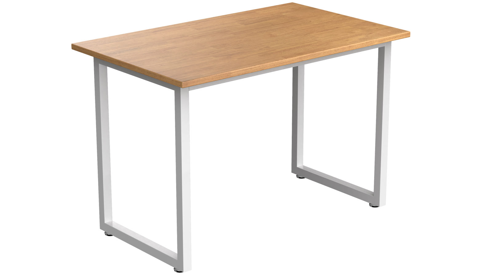 Desky Fixed Office Side Table - Light Oak Rubberwood/White