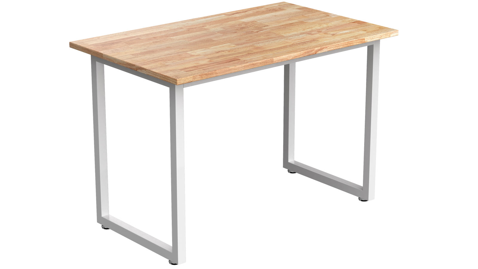 Desky Fixed Office Side Table - Natural Rubberwood/White