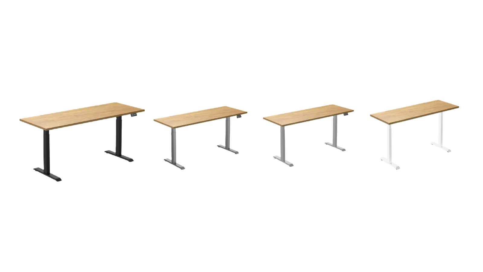 Desky Light Oak Dual Rubberwood Sit Stand Desk