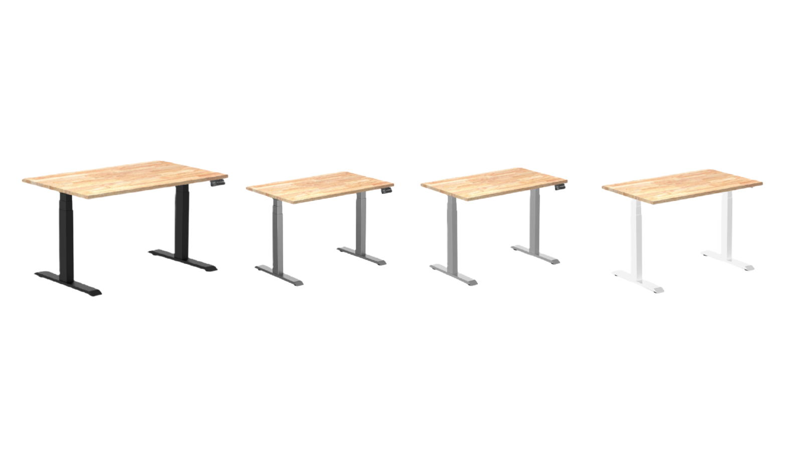Desky Natural Timber Dual Rubberwood Sit Stand Desk