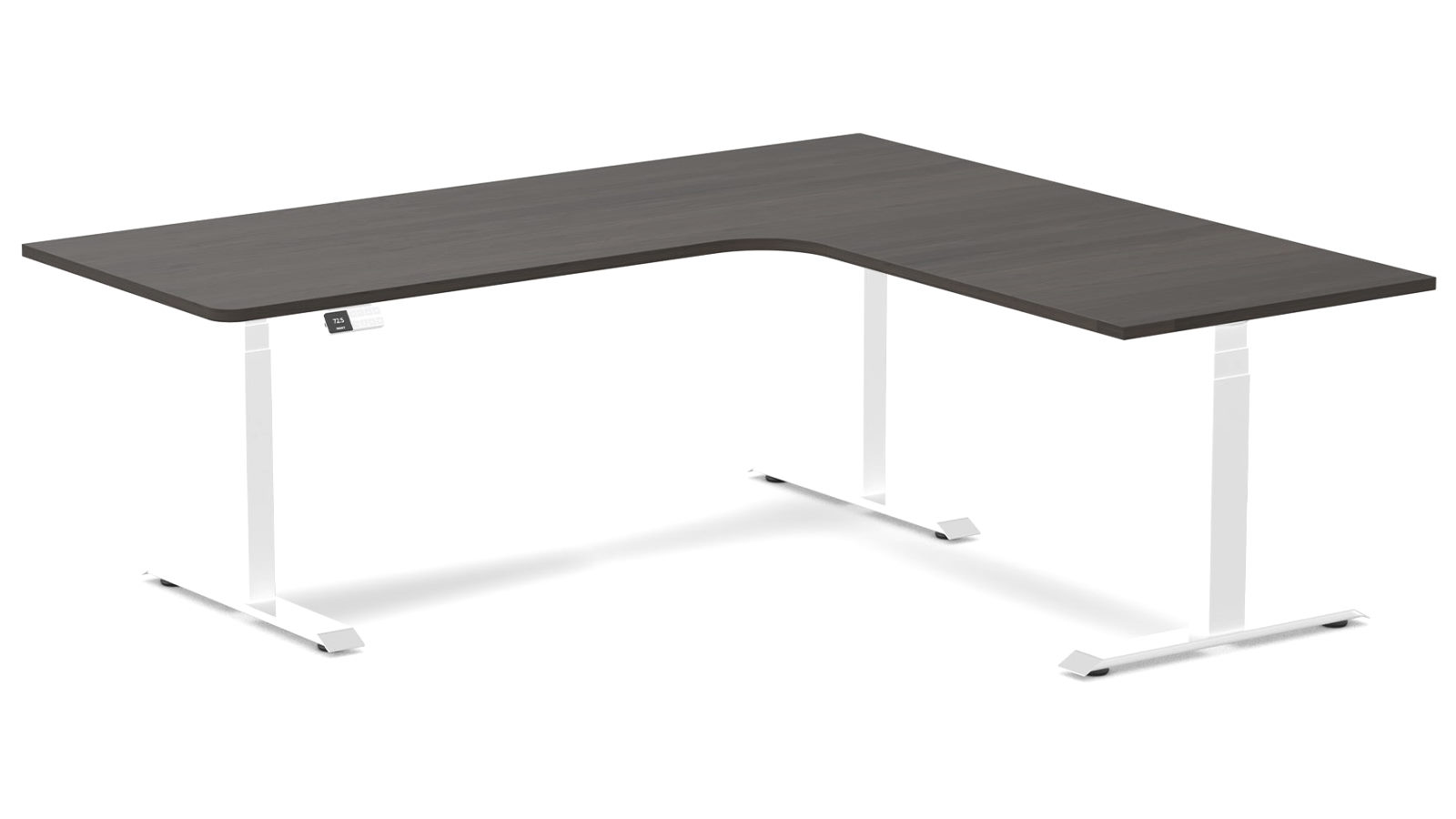 Desky Burnished Wood/White L-Shape Melamine Sit Stand Desk - 200 x 180cm