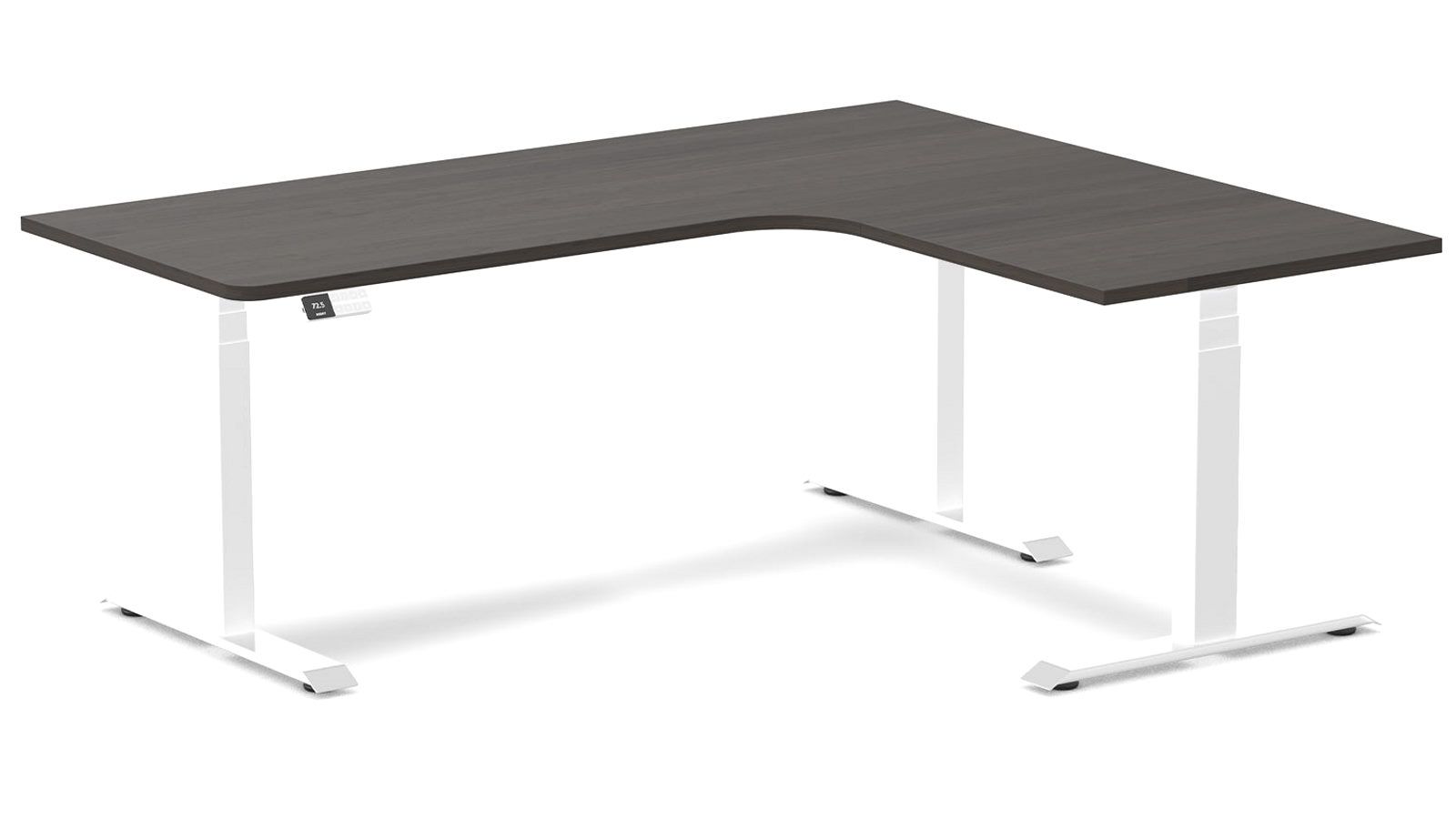 Desky Burnished Wood/White L-Shape Melamine Sit Stand Desk - 180 x 150cm