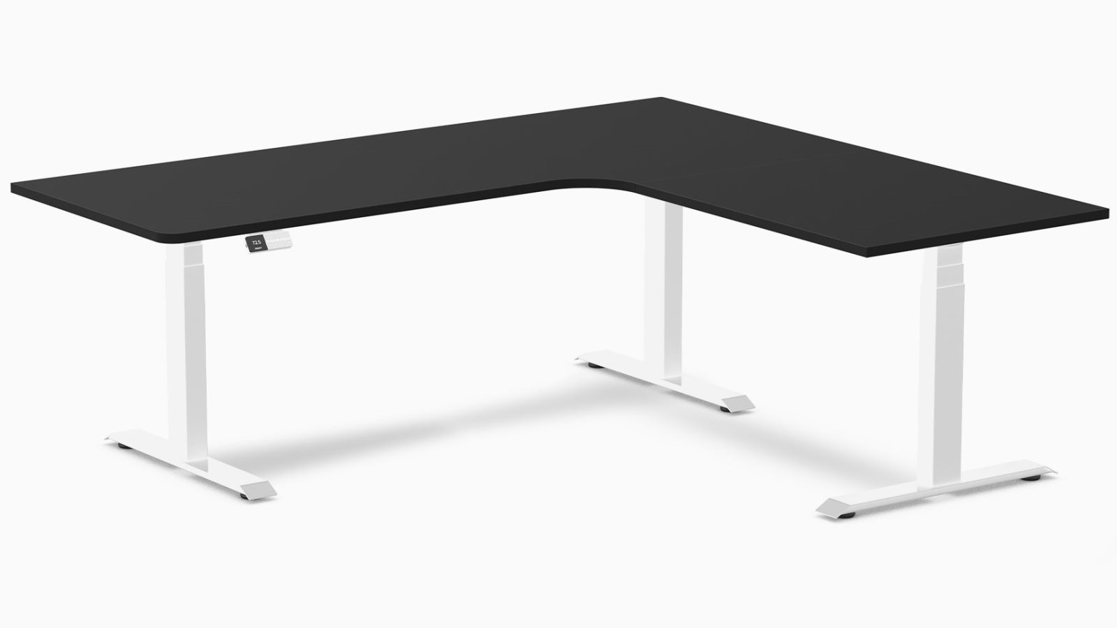 Desky Black/White L-Shape Melamine Sit Stand Desk - 200 x 180cm