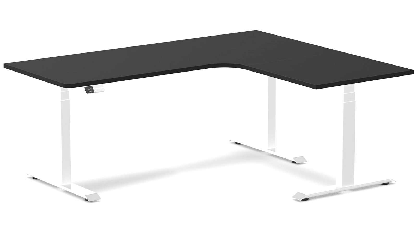 Desky Black/White L-Shape Melamine Sit Stand Desk - 180 x 150cm