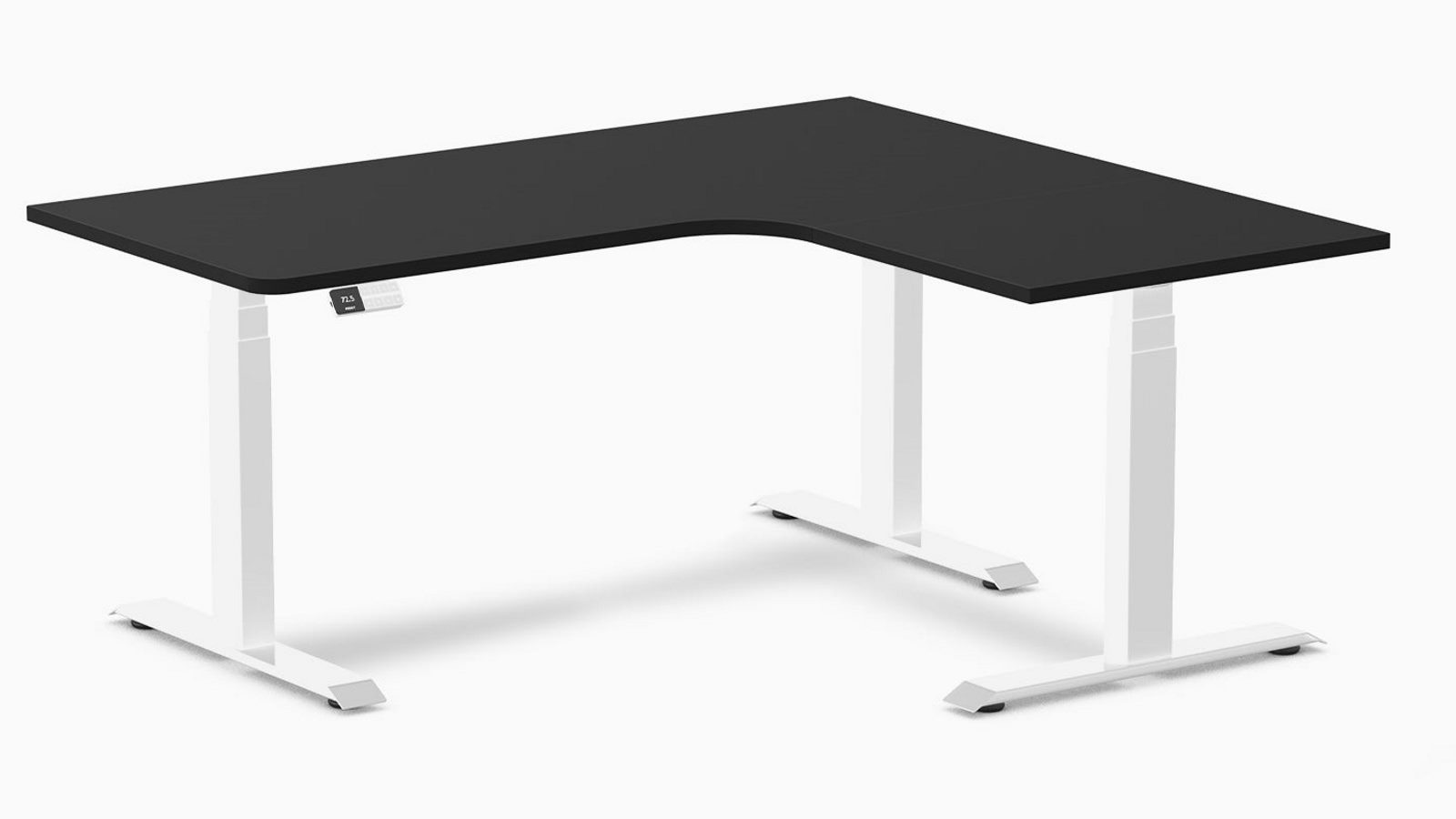 Desky Black/White L-Shape Melamine Sit Stand Desk - 160 x 140cm