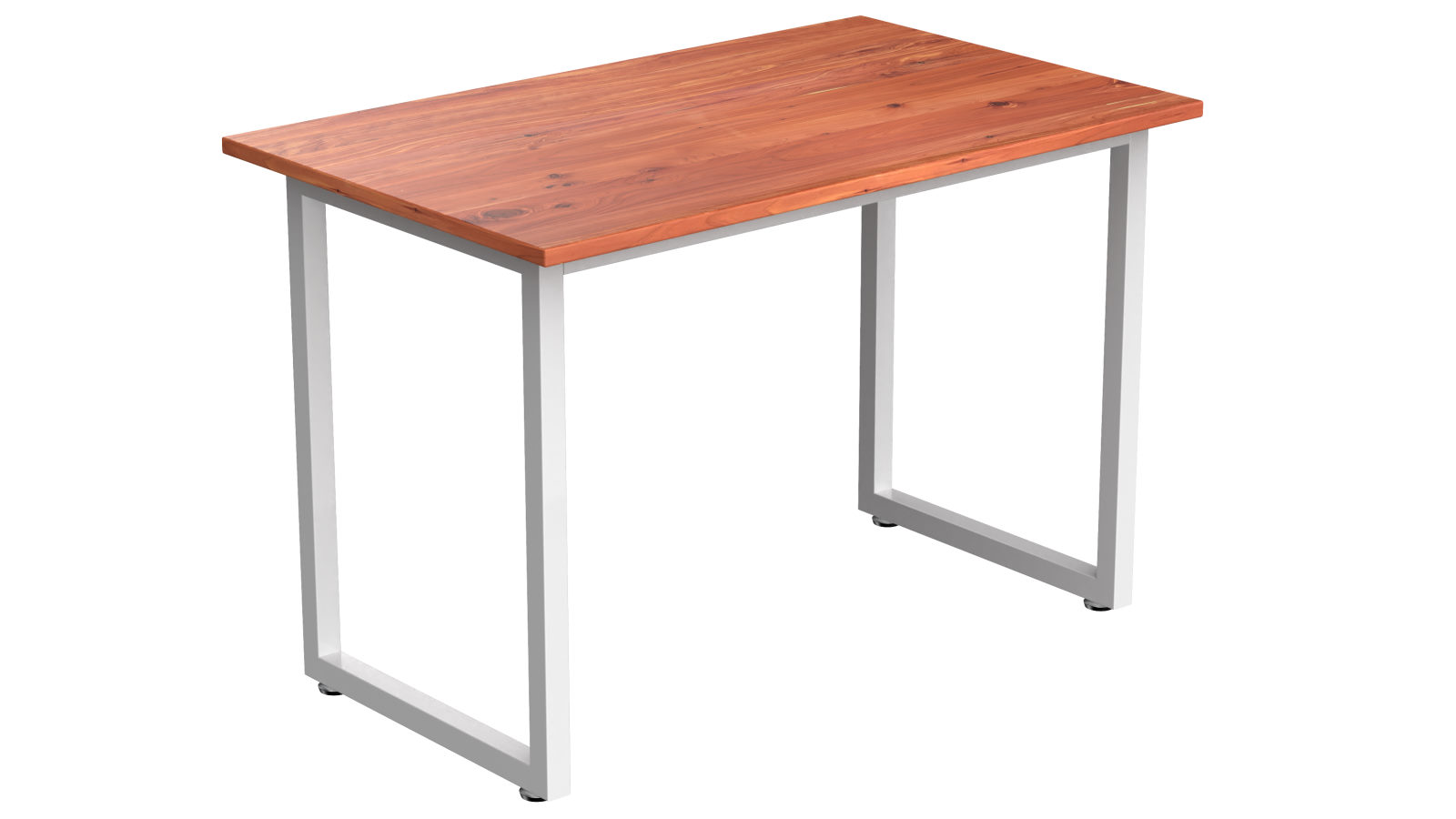 Desky Fixed Office Side Table - Red Cedar/White