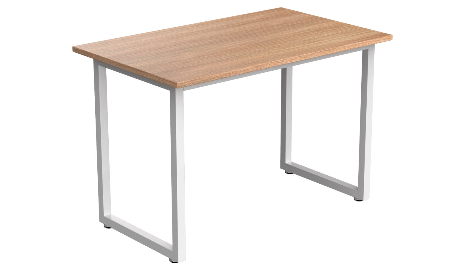 Desky Fixed Office Side Table - Sublime Teak/White