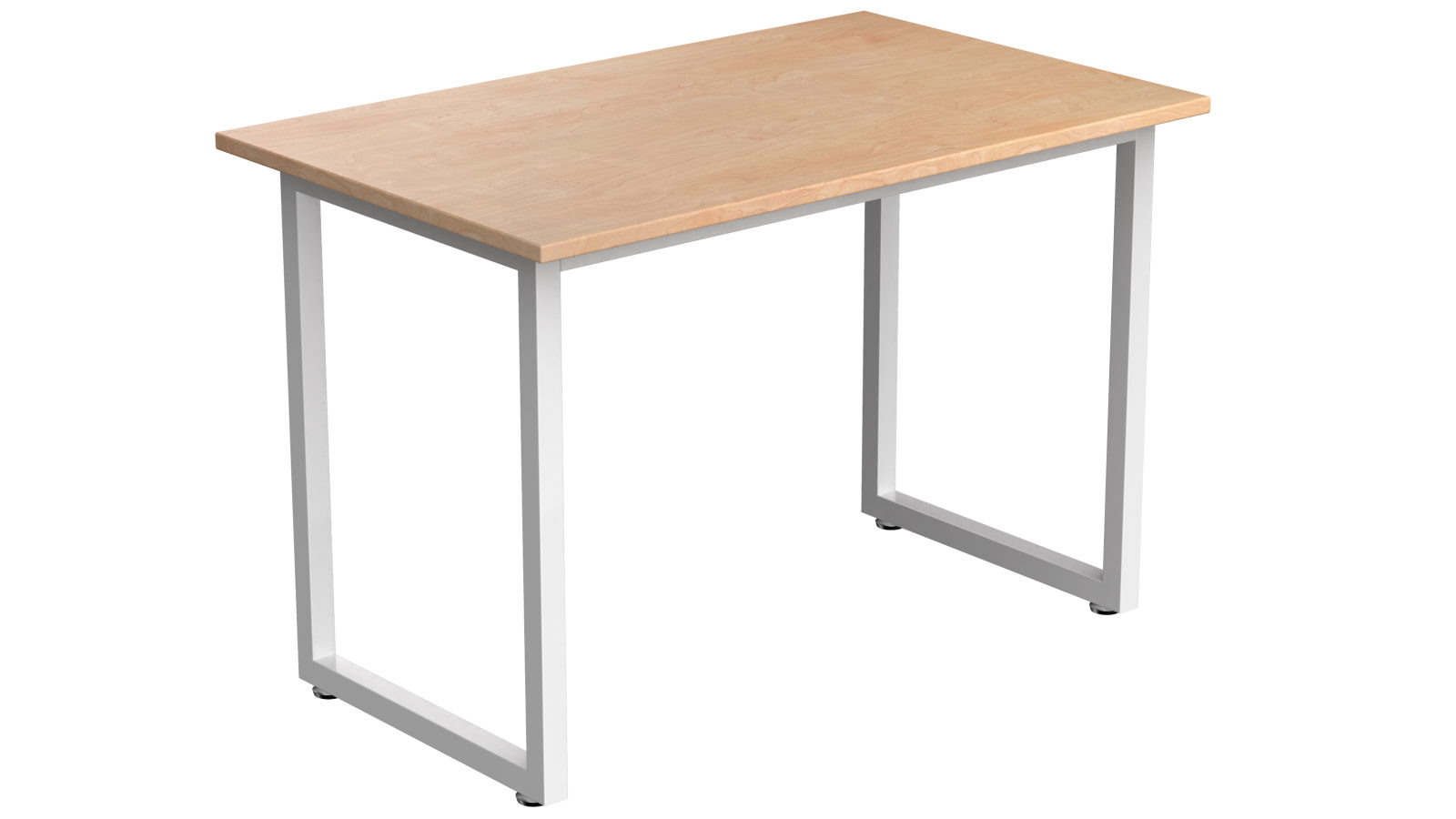 Desky Fixed Office Side Table - Curly Birch/White