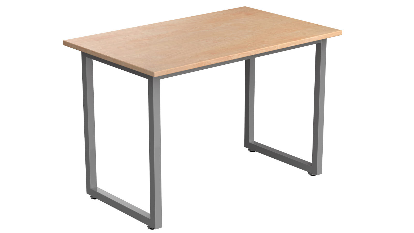 Desky Fixed Office Side Table - Curly Birch/Grey