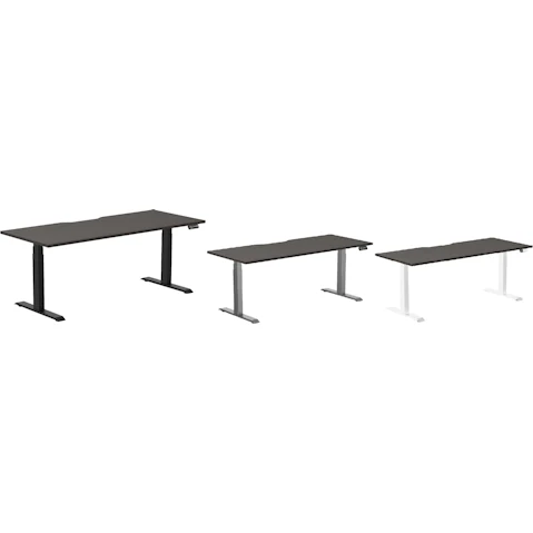Desky Burnished Wood Dual Scalloped Melamine Sit Stand Desk
