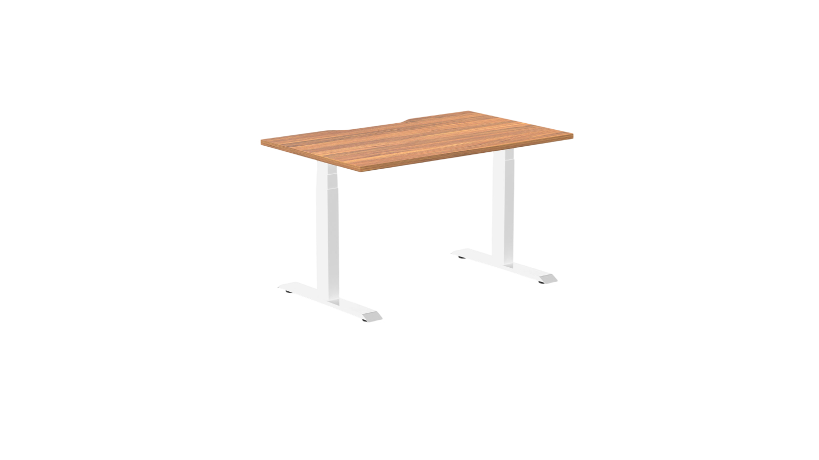 Desky 120 x 75cm Prime Oak Dual Scalloped Melamine Sit Stand Desk - White