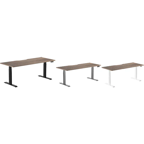 Desky Natural Walnut Dual Scalloped Melamine Sit Stand Desk