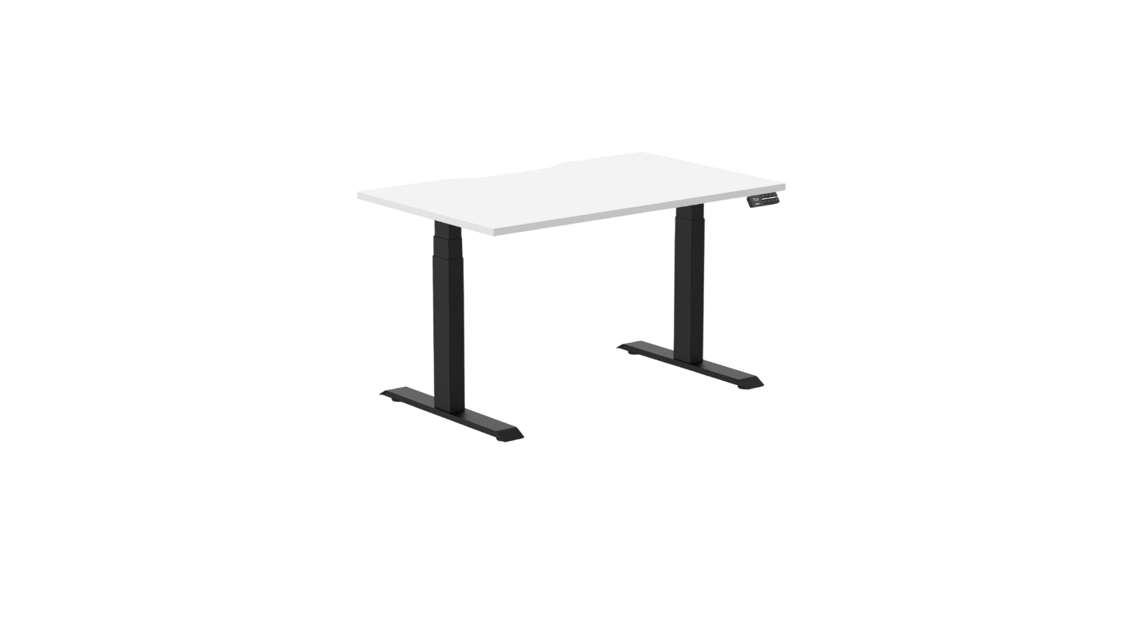 Desky 120 x 75cm White Dual Scalloped Melamine Sit Stand Desk - Matte Black