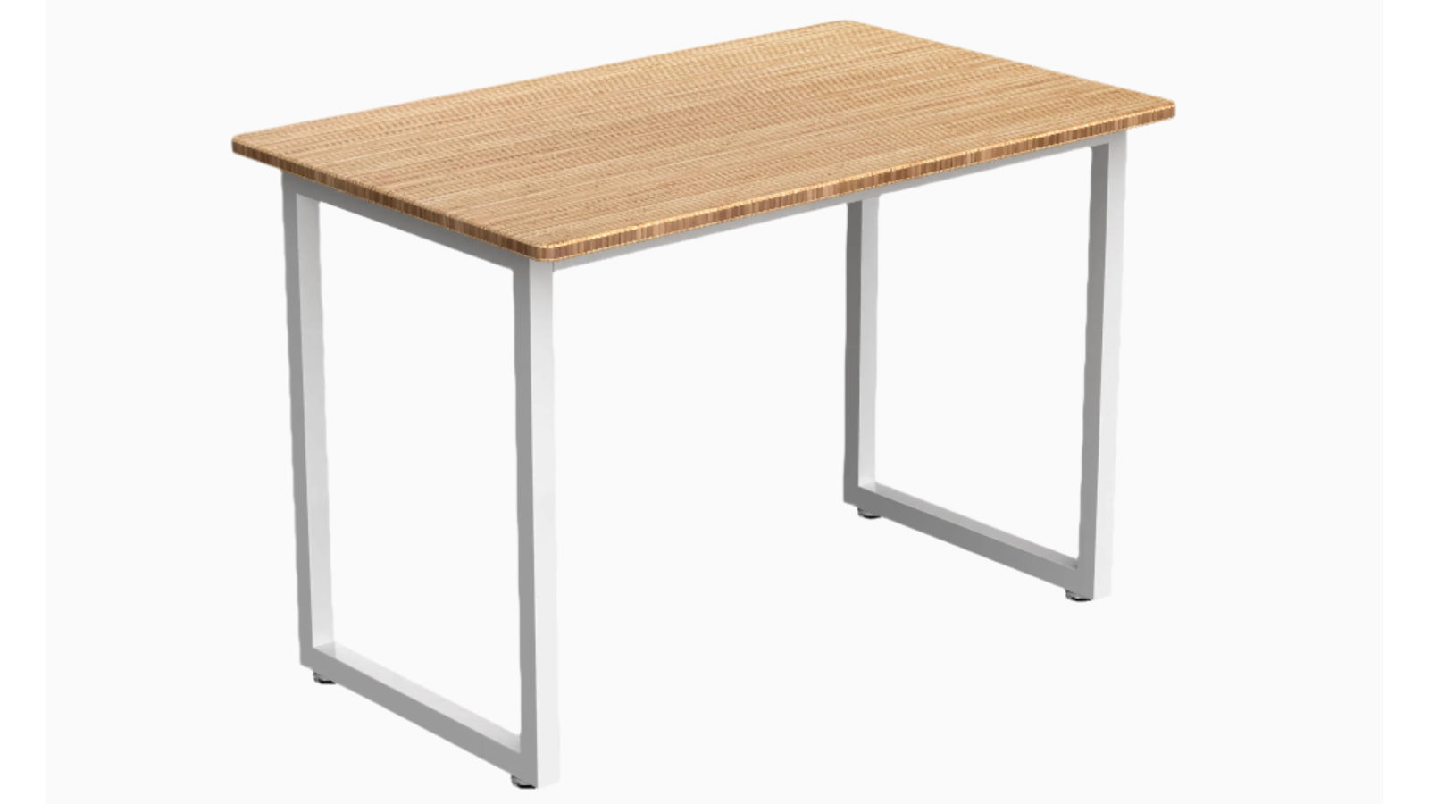 Desky Fixed Office Side Table - Bamboo/White