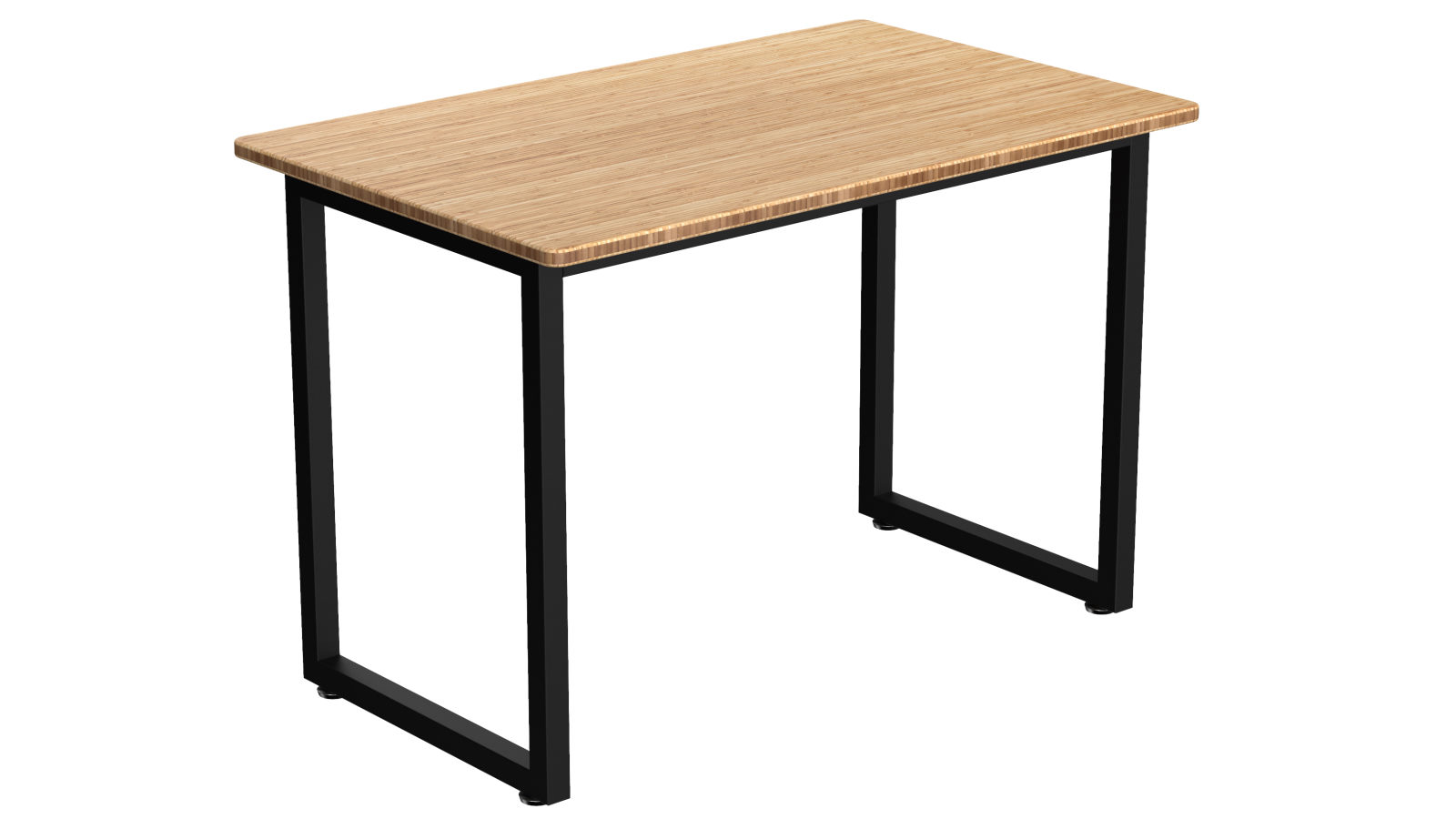 Desky Fixed Office Side Table - Bamboo/Matte Black