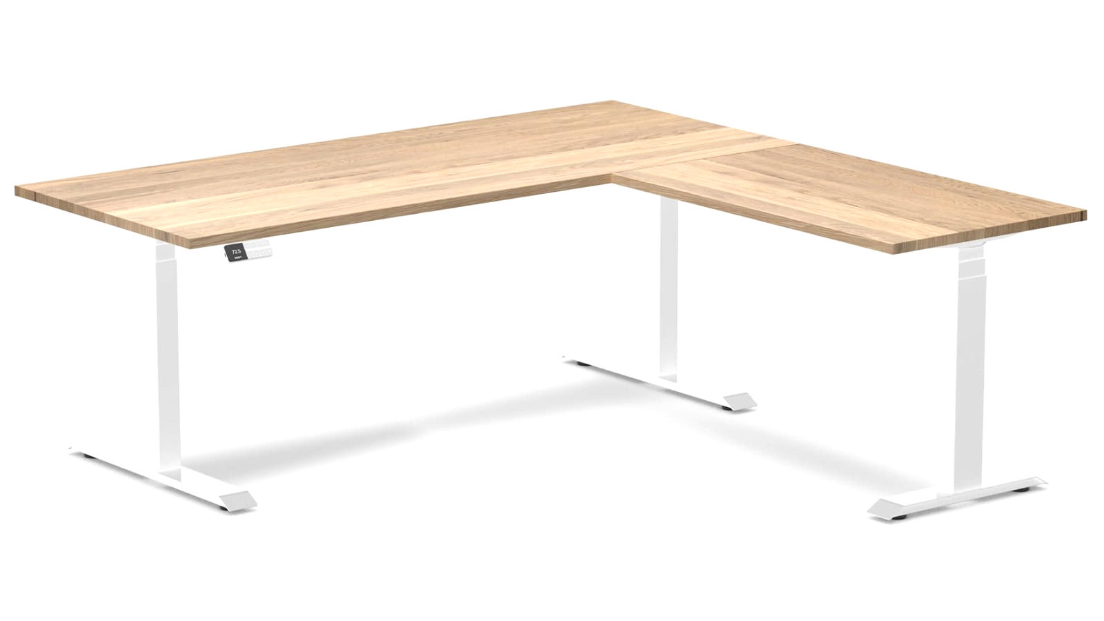 Desky White Oak/White Hardwood L-Shape Sit Stand Desk - 180 x 75 x 175 x 60cm