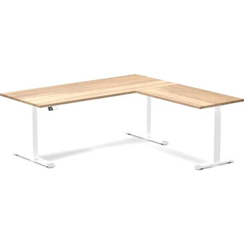 Desky White Oak/White Hardwood L-Shape Sit Stand Desk - 180 x 75 x 175 x 60cm