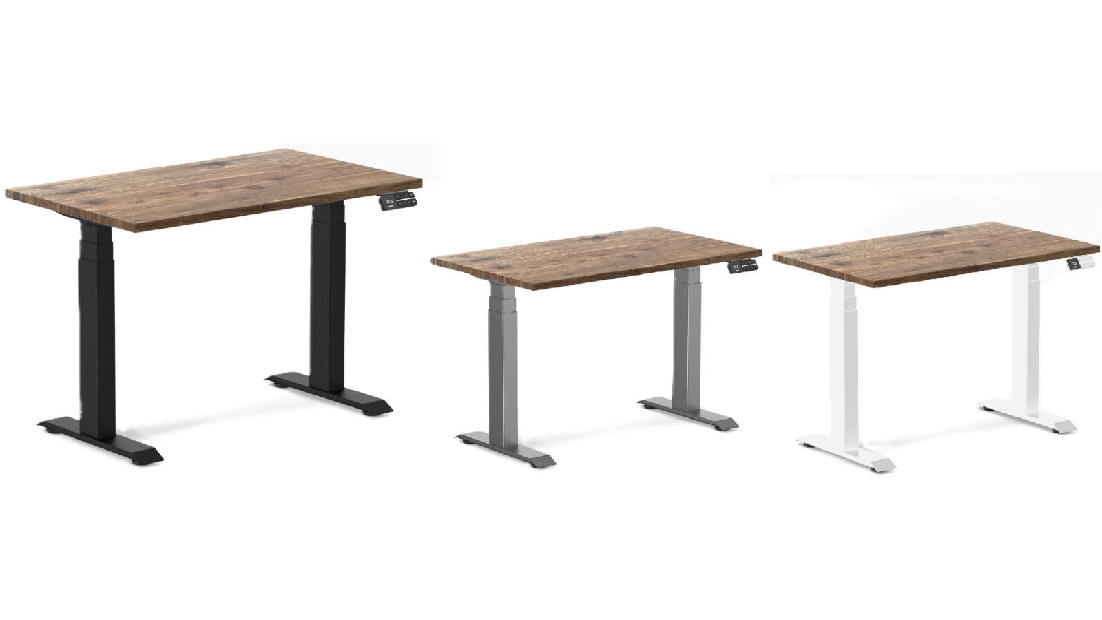 Desky Natural Walnut Hardwood Dual Mini Hardwood Sit Stand Desk