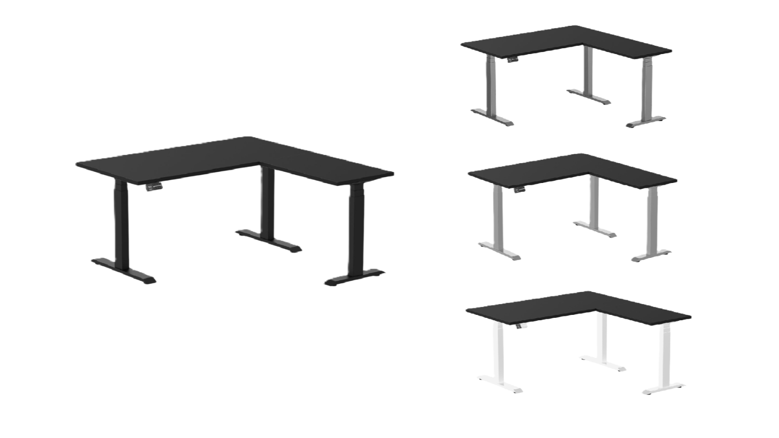 Desky Black Eco L-Shape Melamine Sit Stand Desk