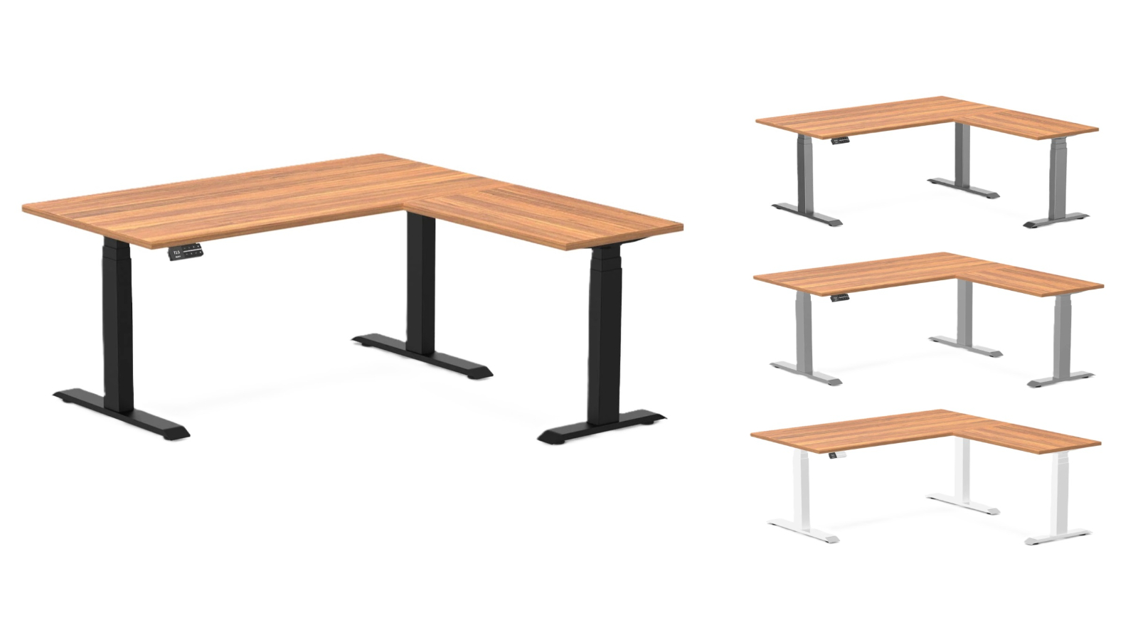 Desky Prime Oak Eco L-Shape Melamine Sit Stand Desk