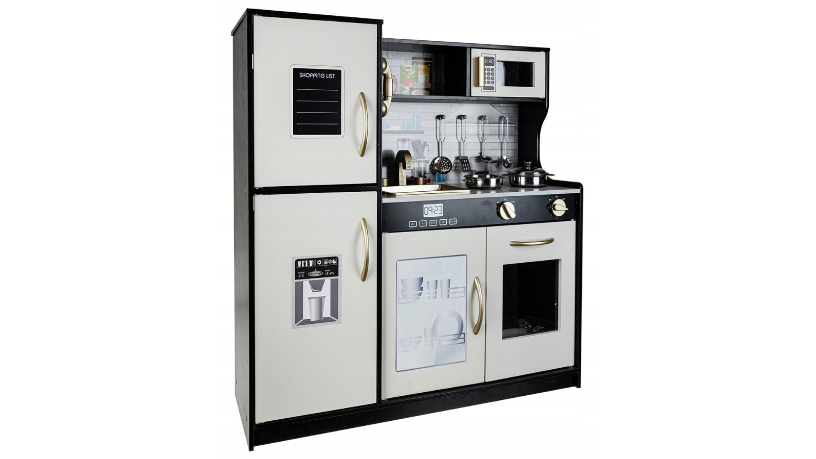 Bargene Wood Kitchen Toys Pretend Playset for Children - Black