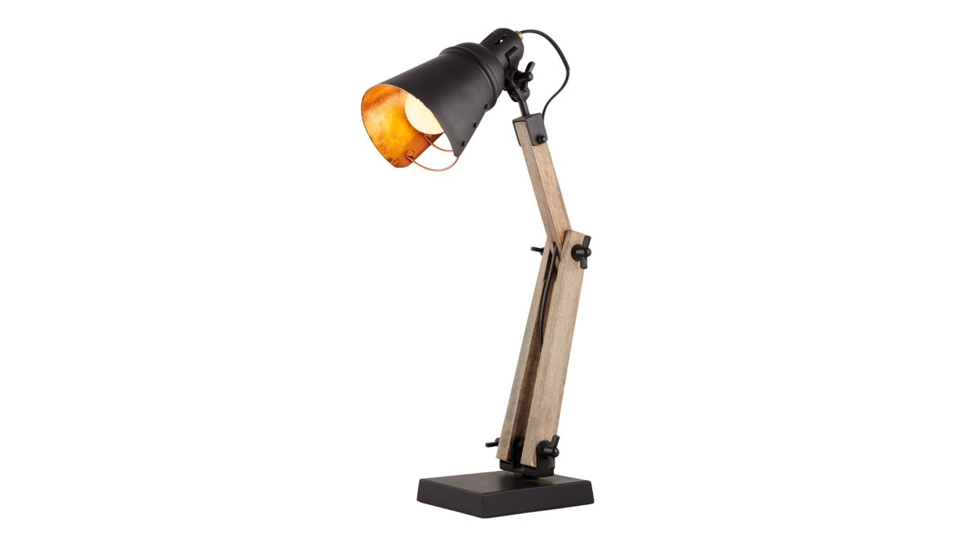 New Oriental Table Lamp with Black and Gold Inside Gappy Shade