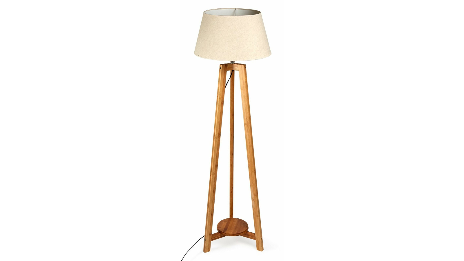 New Oriental 156cm Bamboo Wooden Tripod Floor Lamp