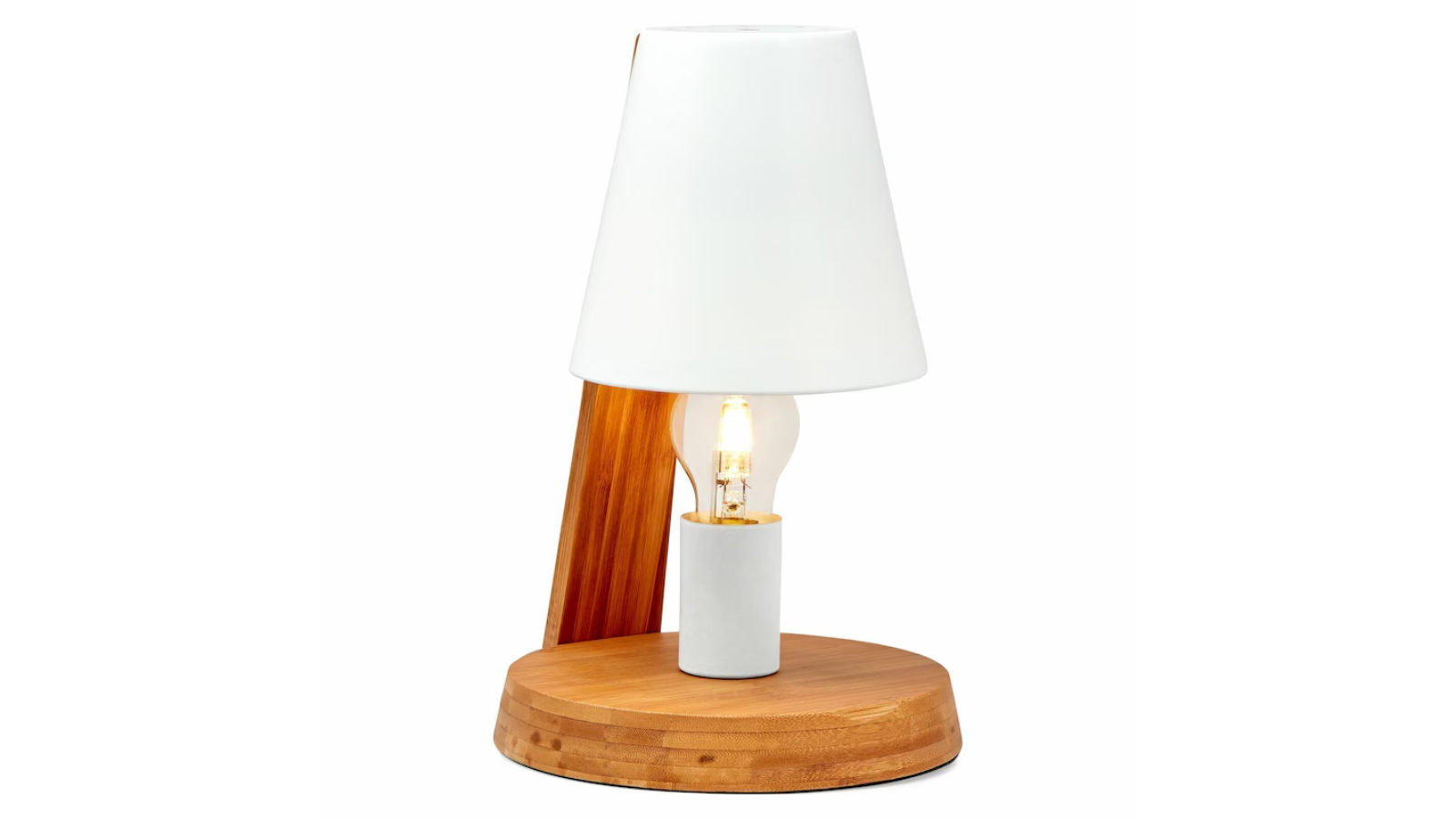 New Oriental 32cm Antique Timber Base Modern Desk Table Lamp - White